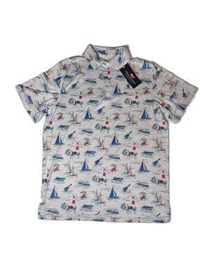 Vineyard Vines Boys On-The-Go Sankaty Performance Polo Nautical Scenery XL 18